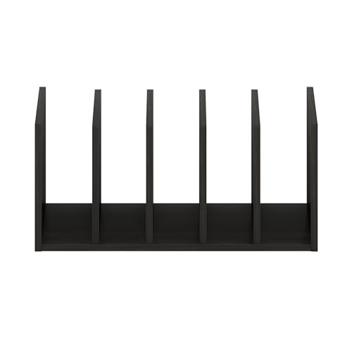 Furinno HERMITE Desk File Folder Organizers, 5-Space Vertical Desktop Office Organization Racks, Desk Top Display Book Shelf, for Paper, Office Supplies, Magazine, Espresso