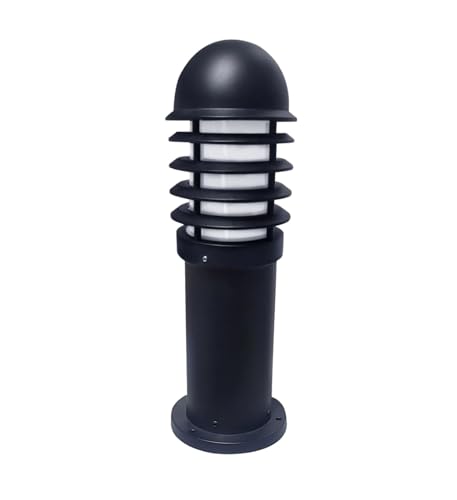 Modern Black Louvred Design Outdoor Post or Bollard Lamp, Height 475mm, IP44 Rated, LED Compatible, Driveway Lighting