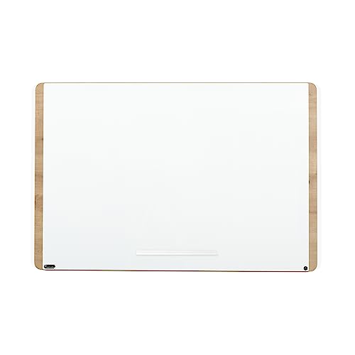Rocada Natural | Whiteboard | White Board Wooden Frame | Dry Wipe Board, Magnetic and with Pen Tray | Steel on Wood | 100x150cm - White