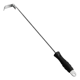OLIGAI BBQ Ash Tool for Big Green Egg Stainless Steel Ash Poker for Kamado Joe Charcoal Smoker Wood Burning Stove Ash Rake,Ash Tool for Other Charcoal Grills Corner Cleaner Accessories 17.5"