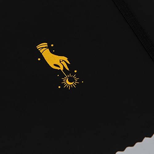 Yop & Tom A5 Dot Grid Journal - Tarot Hand - With Hardback Vegan Leather Cover and Extra Thick (160 GSM) Paper - Charcoal
