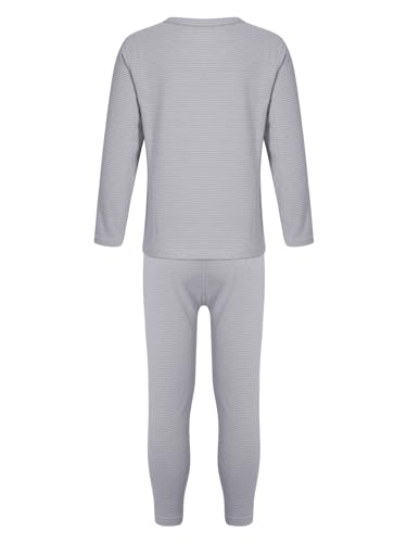 Hularka Kids Girls Boys Long Johns Set Solid Long Sleeve Base Layer Shirt Thermal Underwear Top with Leggings Pants Set4