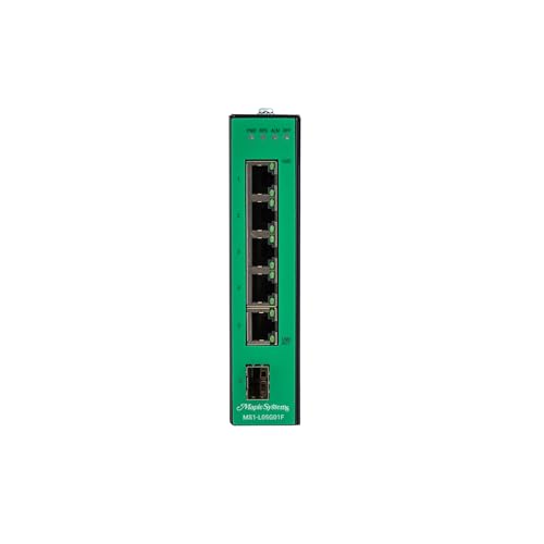 Image of MS1-L05G01F. Industrial Network Switch, 5-Port Lite-Managed, RJ45 /SFP Interface, 1.22x5.35x4.31 inch, 0.62 lb, DIN-Rail Mount, Metal Housing, 20-57 VDC.