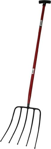 Horca - herramienta de jardín con mango de metal y 5 dientes, ideal para trabajar grava y suelos. resistente y duradera. *