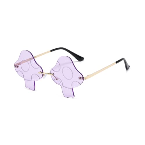 Lunettes de soleil champignon sans monture au design rétro irrégulier pour femme
