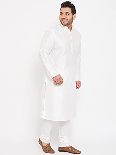 Image of VASTRAMAY Men Plus Size Silk Blend Kurta Pyjama Set | Mandarin Collar Full Sleeve Kurta with Drawstring Pyjama | Festive Ethnic Wear
