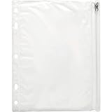 Ring Binder Pocket, with Zipper, Vinyl, Hole Punched, 10.5