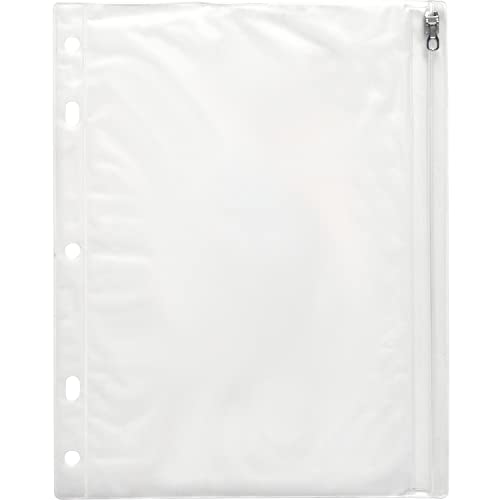 Ring Binder Pocket, with Zipper, Vinyl, Hole Punched, 10.5