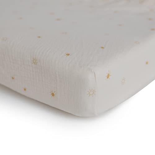 Mushie Extra Soft Muslin Fitted Crib Sheet | 28"X 52" (Sun) #TOP1
