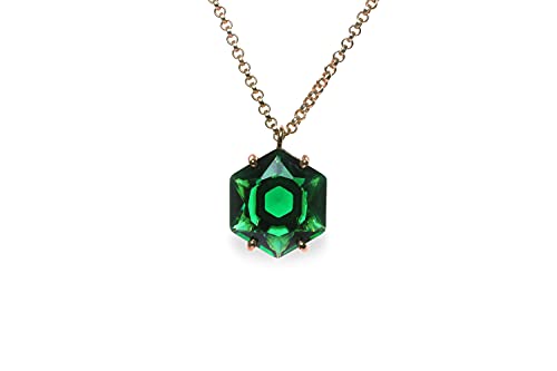 Collier émeraude hexagone en pierre précieuse véritable façonnée main - 6