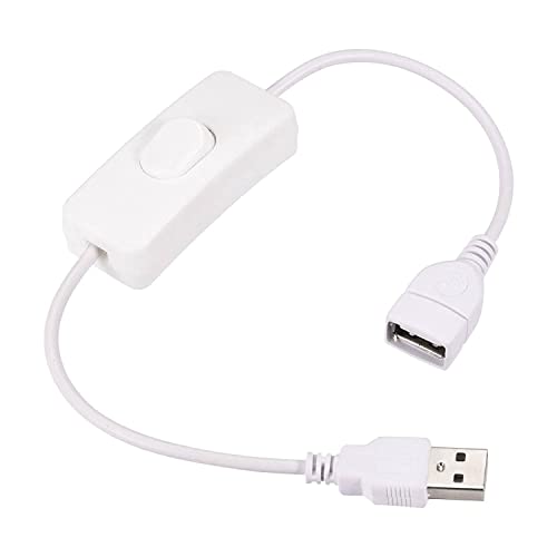 CABLEPELADO Cable USB con Interruptor Encendido/Apagado | Apto para Auriculares USB, lámpara USB, Ventilador USB, Tiras de LED, Sistema iOS | Blanco | 30 cm