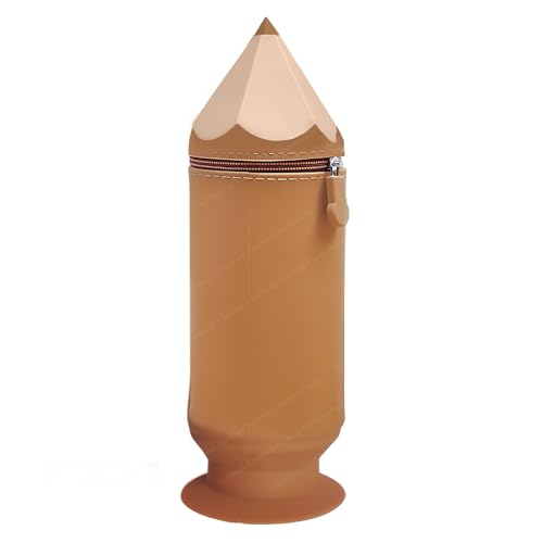 Image of FunBlast Pencil Case - Brown, Multipurpose Zipper Silicone Pouch, School Supplies Organizer, 23 X 7 X 7 CM