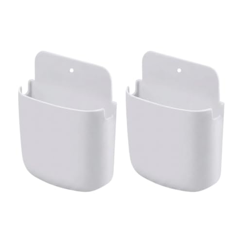 Image of Wall Mounted Adhesive Remote Control Stand Phone Holder, Secure Charging Dock, Multi-Purpose Remote & Accessory Organizer, Strong Self-Adhesive Mount, Pack of 2 Whittee