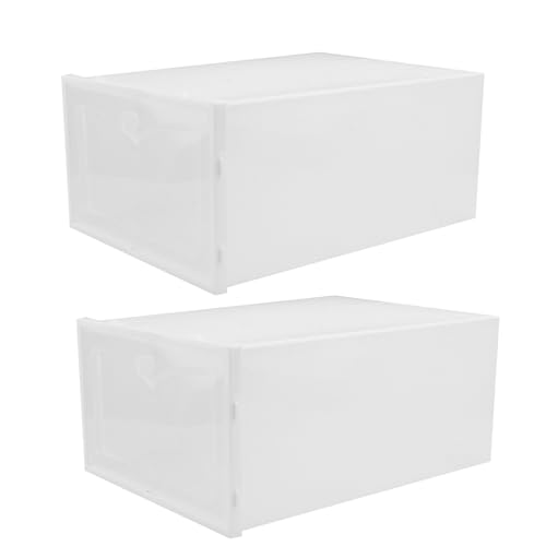SHINEOFI Cajas Transparentes para Zapatos de Hombre 2 Unidades Estuche Apilable de Plástico Grueso Tipo Cajón Almacenamiento Doméstico para Zapatillas Sandalias y Calzado Deportivo