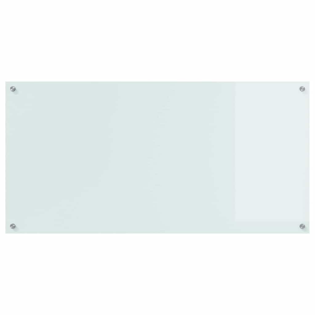 Küchenrückwand Weiß Gehärtetes Glas 120 x 60 cm mit 4 vorgebohrten Löchern hitzebeständig und pflegeleicht für Moderne Küchenlandschaften als praktisches Küchenzubehör für Kochen und backen