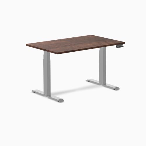 Image of Desky Dual Softwood Sit Stand Desk American Rustic Pine 48 inch Grey
