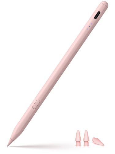 Stylus Pen for ipad 2018-2025, USB-C Fast Charging Pencil, Pixel-Perfect Tilt Sensitivity for iPad 11/10/9/8/7/6/A16, iPad mini 7/6/5, iPad Air M3/2 11'/13'/5/4/3, iPad Pro M5/4 13'/12.9″/11″ Pink
