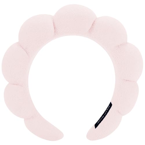 AOENJIE Spa Headbands for Washing Face or Makeup, Sponge Bubble Skincare Headbands, Puffy Terry Cloth Hairband for Women, Skin Care Makeup Headwear Hair Accessories for Girls(Dark blue)