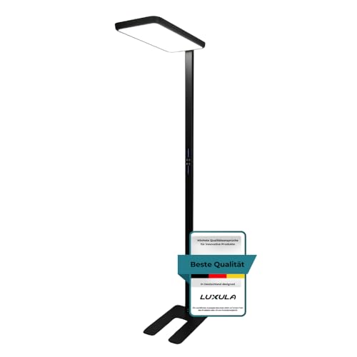 LUXULA LED Büro Stehleuchte, dimmbar, CRI>98 Vollspektrum, UGR<16 blendfrei, RG0 Blaulichtfilter, 4000K Neutralweiß, 2x 50W Uplight und Downlight, 7000lm, schwarz - Arbeitsplatz Stehlampe Deckenfluter LUXULA LED Büro Stehleuchte, dimmbar, CRI>98 Vollspektrum, UGR<16 blendfrei, RG0 Blaulichtfilter, 4000K Neutralweiß, 2x 50W Uplight und Downlight, 7000lm, schwarz - Arbeitsplatz Stehlampe Deckenfluter