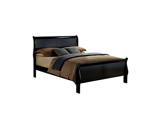 Full-Size-Bed-Black-Solidwood-1pc-Bed-Bedroom-Sleigh-Bed Full Size Bed Black Solidwood 1pc Bed Bedroom Sleigh Bed
