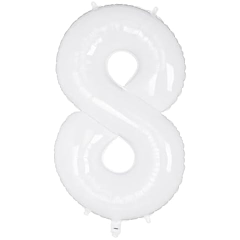 40 Inch White Foil Balloon Number 8, Large Numbers Balloon 0-9, Helium Balloons Numbers for Girls Boys Birthday Decoration/Anniversary Decoration/New Year's Eve Decoration (White #8) Cover