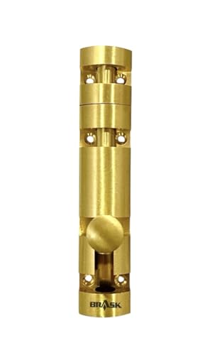 Image of inchBRASK inch Brass Tower Bolt Xylo Heavy - Golden Satin Finish with Screws | Door Latch - Chitkani for Doors & Windows | Xylo Heavy Tower Bolts | Kundi /Chitakni /Latch /Chitkini (4 Inches, 4, Piece)