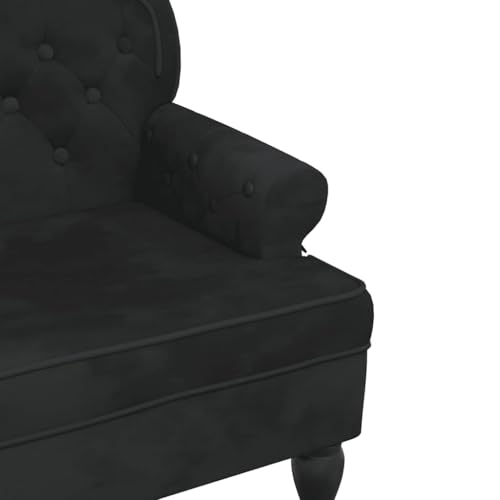 Banc velours noir dossier ondulé 119,5 cm vidaXL
