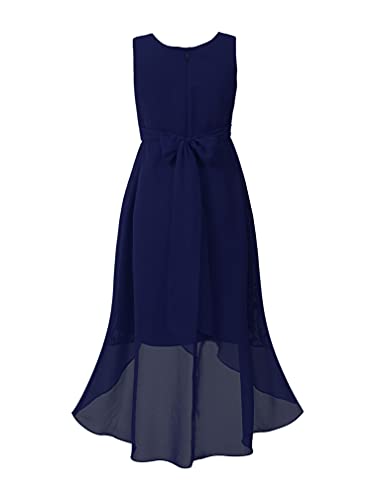 Kids Big Girls Sequin Irregular Flared Party Dress Sleeveless Lace Bodice Chiffon Junior Bridesmaid Dress2