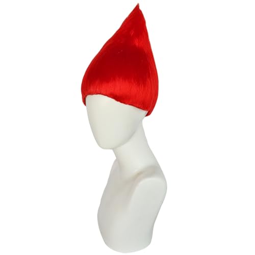 Image of JoneTing Pure Red Wig for Halloween Party Bright Red Cosplay Wig for Anime