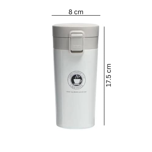 Image of BK 10 IMPORT & EXPORT Vacuum Insulation Cup with Lid, Stainless Steel, Hot & Cold Coffee, Tea for Travelling, Office (White, 360 ml)