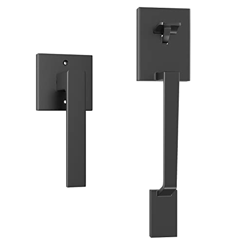 Yytdzsw Front Door Handle, Black Entry Door Handle Set With Reversible Door Lever And Adjustable Door Handle, Exterior Door Handle Lower Half Lever With Single Cylinder, Matte Black #TOP18