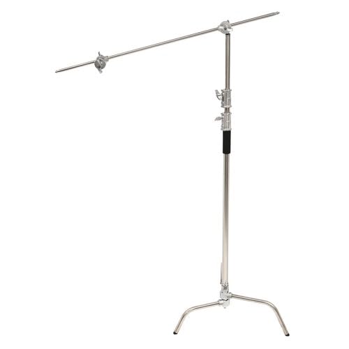 Procédé de moulage sous pression Heavy Duty 330 cm Réflecteur de lumière Trépied C avec bras Boom pour Aputure Godox, robuste et durable & design réglable, avec poignée en éponge