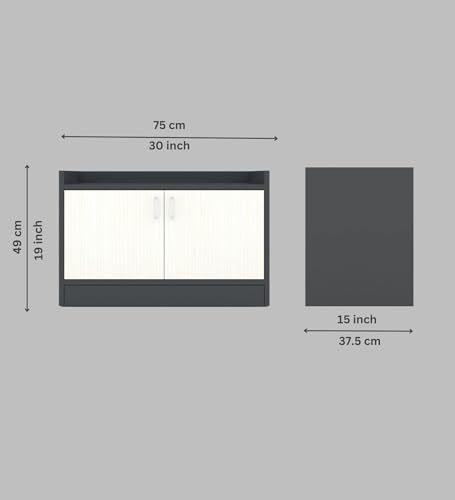 Image of SPECIALITY PANELS 2 Door Shoe Rack with Storage Cabinet, Grey and White, 75x49x37.5 cm, DIY Assembly