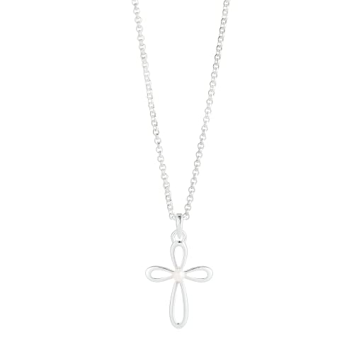 Cherish Pearl Cross Necklace – 925 Sterling Silver Girls' Jewelry for First Communion, Baptism, Quinceañera, Flower Girl or Bridesmaid Gift