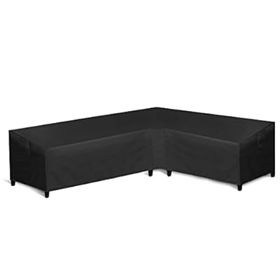 WLEAFJ Patio L-Shaped Sectional Sofa Cover Waterproof, Heavy Duty Outdoor Sectional Couch Cover with Air Vent, Right Facing, 104" L/83" L x 32" D x 31" H
