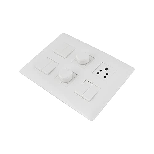 Image of Wipro Northwest (Venia) Switch Combo of 12M Plate + 6A Switch x6 + 5 Step FR x2 + 6A 3Pin Socket x1, White (Kit 16)