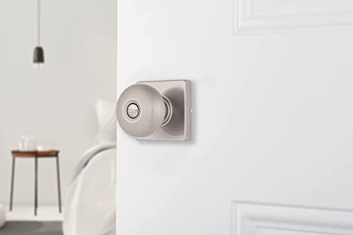 Brinks – 6-Pack Satin Nickel Contemporary Privacy Locking Square Door Knob – Interior Modern Bed/Bath Lockset Plate Doorknob #TOP1