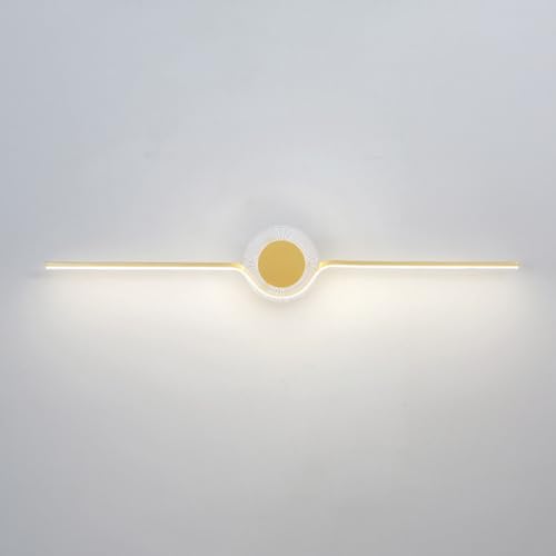 Lámparas de tocador de baño de tira larga, diseño redondo, luces LED modernas para tocador con luz blanca cálida de 3000 K, aplique de pared de aluminio sobre espejo, gabinete con espejo lineal.