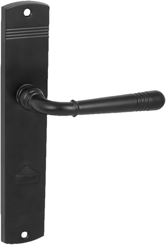 domino Türgriff 78 Drückergarnitur WC - Badezimmer Set Links & Rechts Türbeschlag für WC/Badezimmertüren L-Form Türklinke aus Znal Schwarz Türdrückergarnitur LOFT BLACK