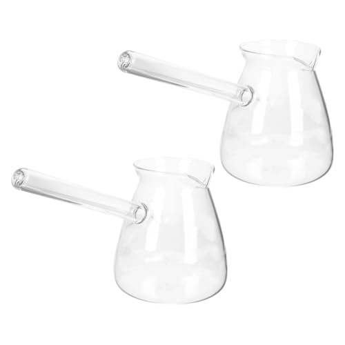 CATIEBYE Tetera de Vidrio Asa Lateral 450ml 2 Piezas Resistente al Calor para Infusiones y Café Transparente para Uso Doméstico y Té Kung Fu Estilo Aleatorio