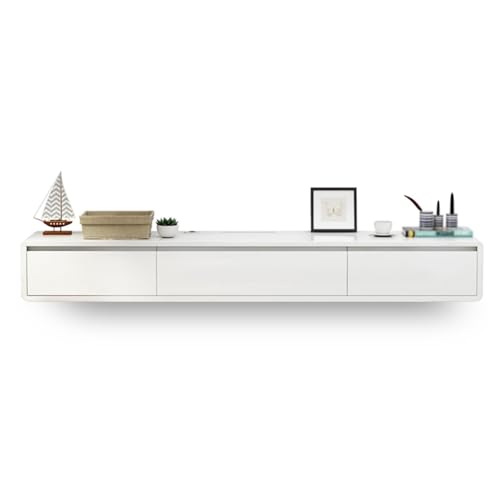 Meuble TV flottant 2 tiroirs pour ranger les câbles du salon