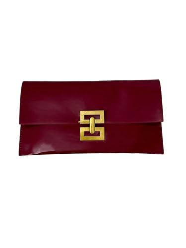 Verdusa Women's Clutch Evening Bags Trendy Envelope Handbags Metallic Purses Burgundy One Size