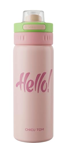 Image of Water Bottle with Straw Lid | Leakproof BPA Free Sipper Bottle for Girls and Boys | Reusable Drinking Bottle for School, Gym & Travel (600ml) (Pink)