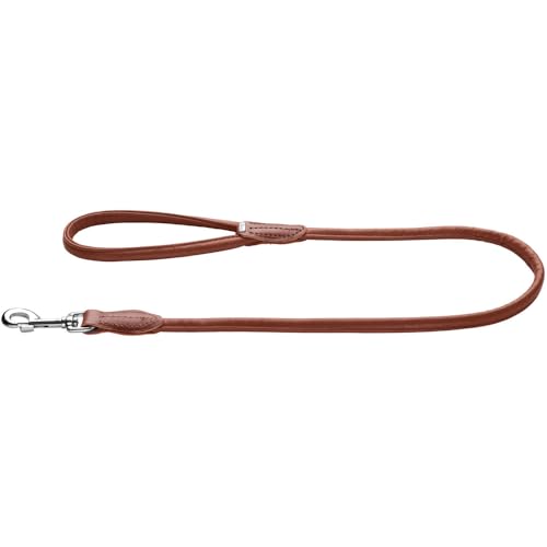 HUNTER Hundeführleine Round & Soft Canadian UP, Farbe: Cognac, weiches, geschmeidiges Leder, Handschlaufe, rundgelegt, nachhaltig, Made in Germany, Größe: 6/110