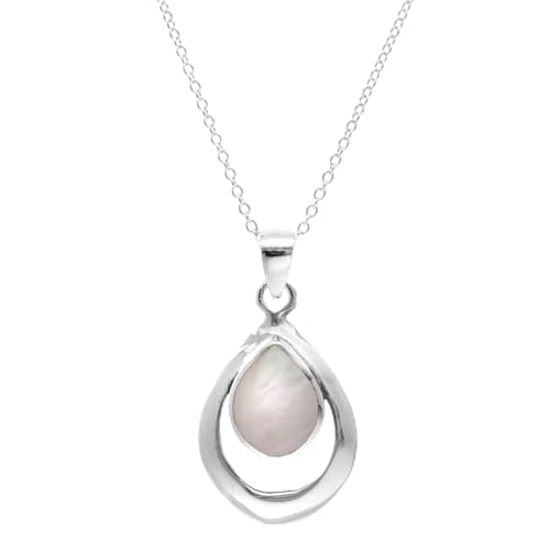 Chaîne gourmette 45,7 cm argent 925 anti-nœud avec pendentif MOP
