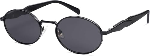 Image of CREEK Retro Oval Sunglasses for Women & Men | Trendy Metal Sun Glasses Classic Shades | UV400 Protection