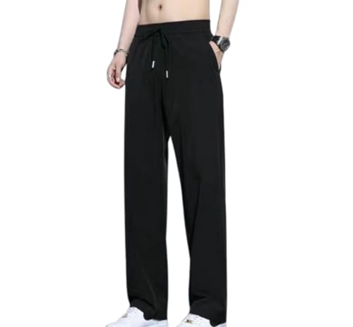 AeroStrides Mens Thin Ice Silk Stretch Straight Pants Casual Quick-Dry Slim Athletic Trousers with Pockets Hiking Travel