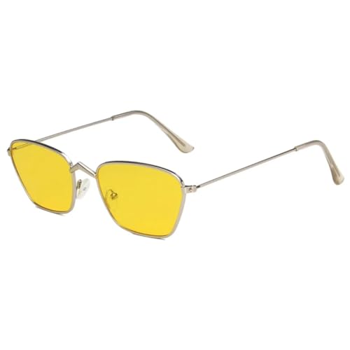 HPIRME Metal Frame Glasses Women Men UV400 Silver Yellow