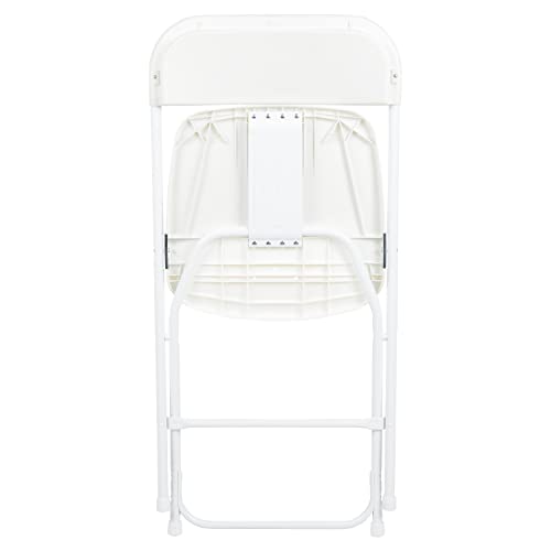 Image of Flash Furniture Hercules Series Plastic Folding Chairs for Parties and Weddings, Stackable Commercial Event Seats with 650-lb. Static Weight Capacity, Set of 6, White