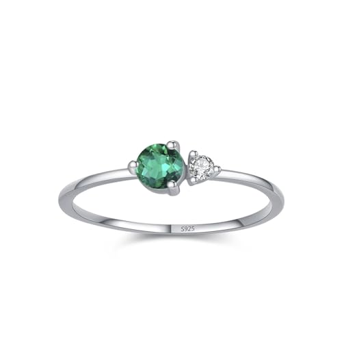 Bague femme argent 925 vert de haute joaillerie avec zircone cubique ronde scintillante